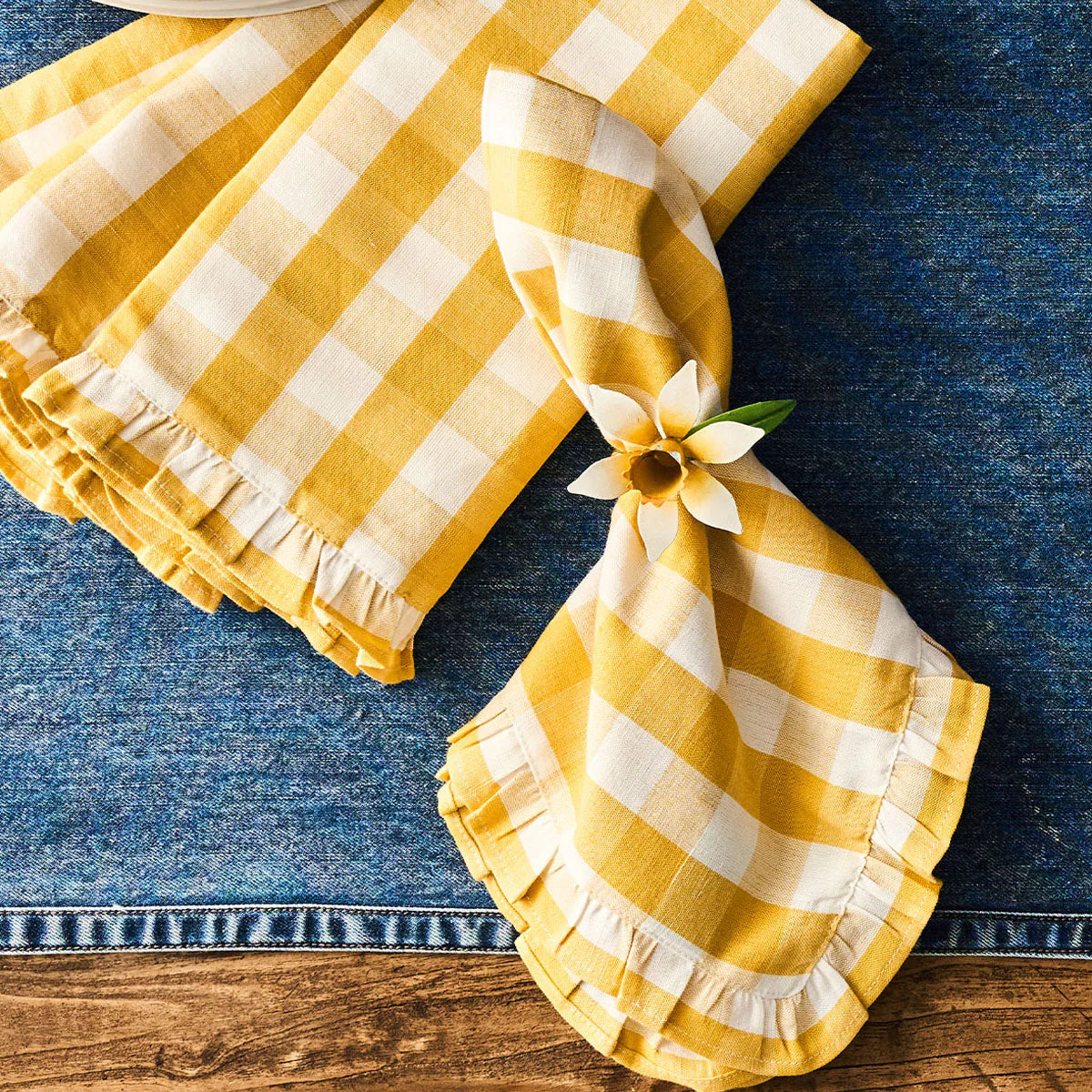 Juliska Gingham Ruffle Napkins (Set of 4)