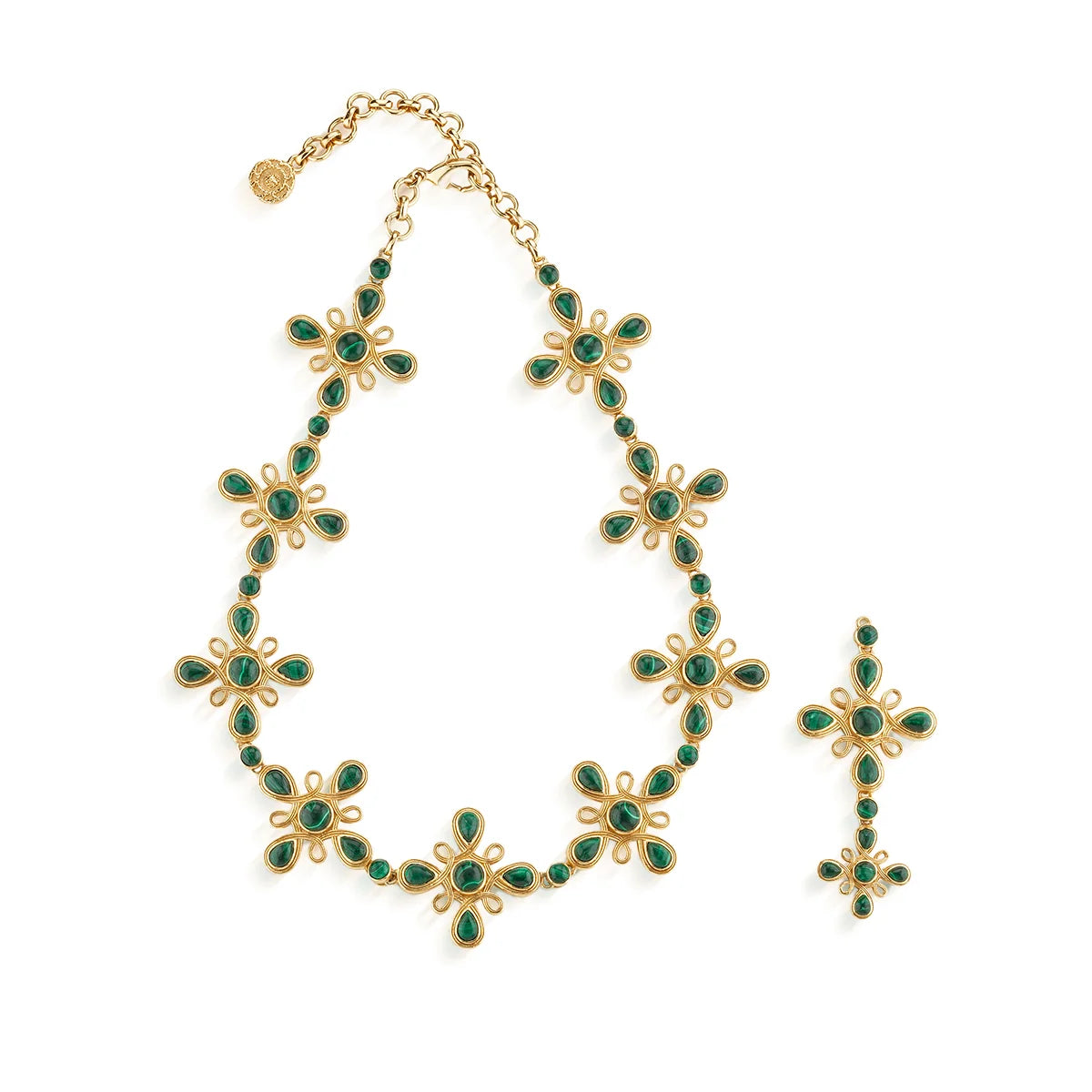 Monique Gem Convertible Necklace in Malachite, 16" +2", Capucine de Wulf