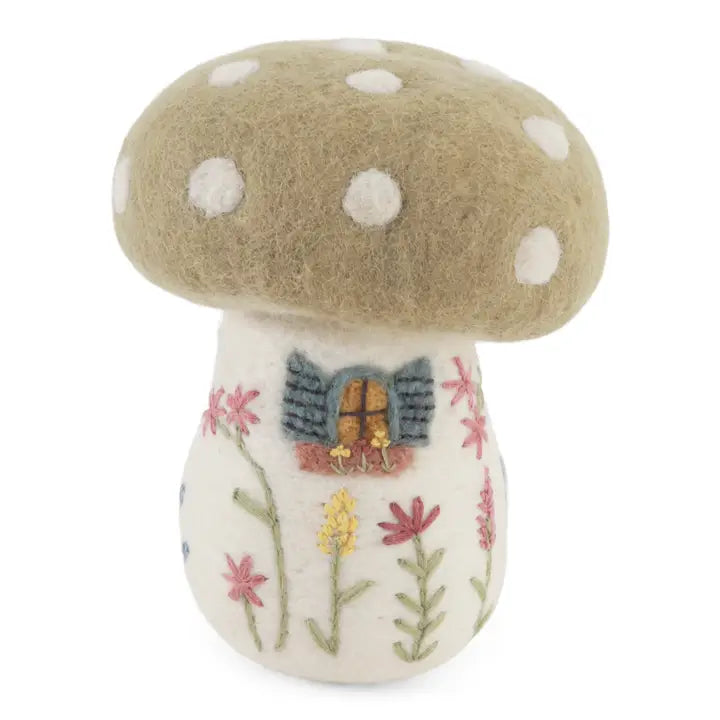 Large Spring Mushroom with Embroidery