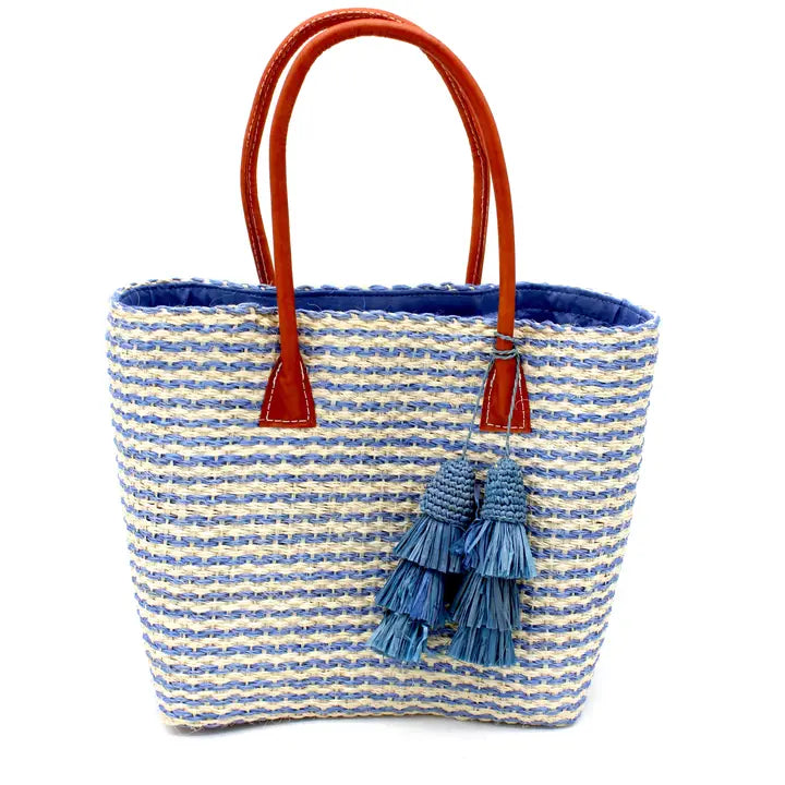 Cancun Small Sisal Basket Bag with Tassel Charm