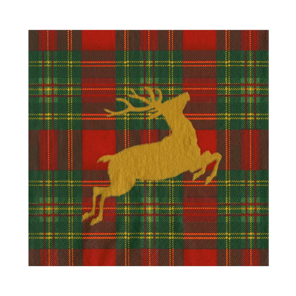 Reindeer Tartan Red Napkins