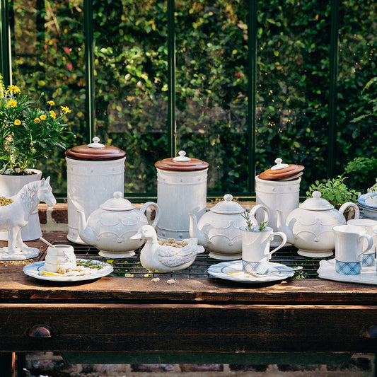 Juliska Berry & Thread Whitewash 10" Canister with Wooden Lid