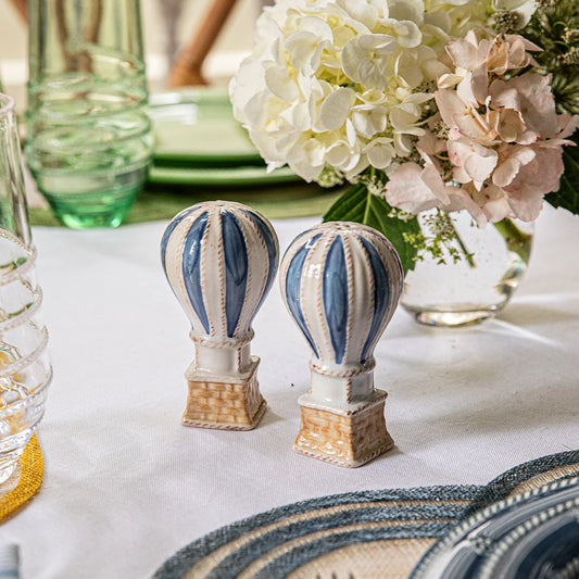 Juliska L'Amour Toujours Hot Air Balloon Salt & Pepper Shakers in Chambray
