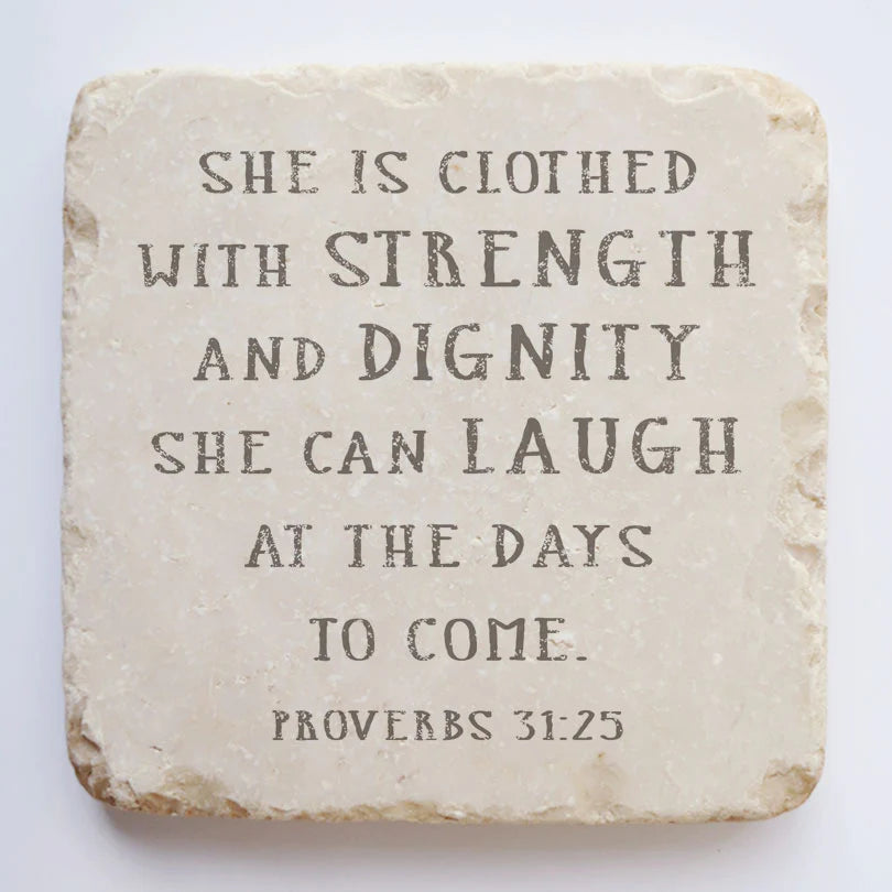 Proverbs 31:25 Scripture Stone, Twelve Stone Art