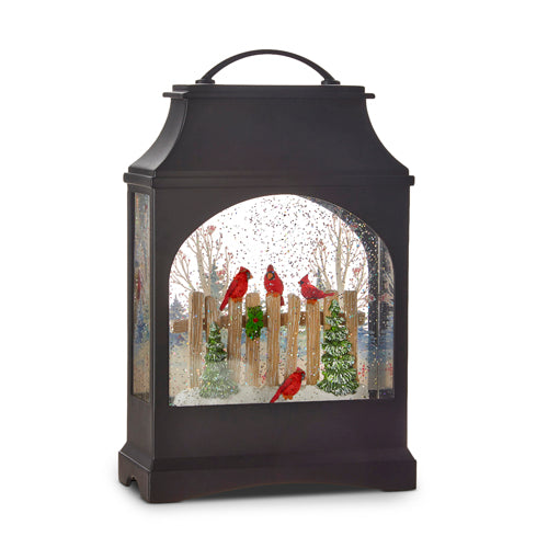 Cardinal On a Fence water Lantern 11"