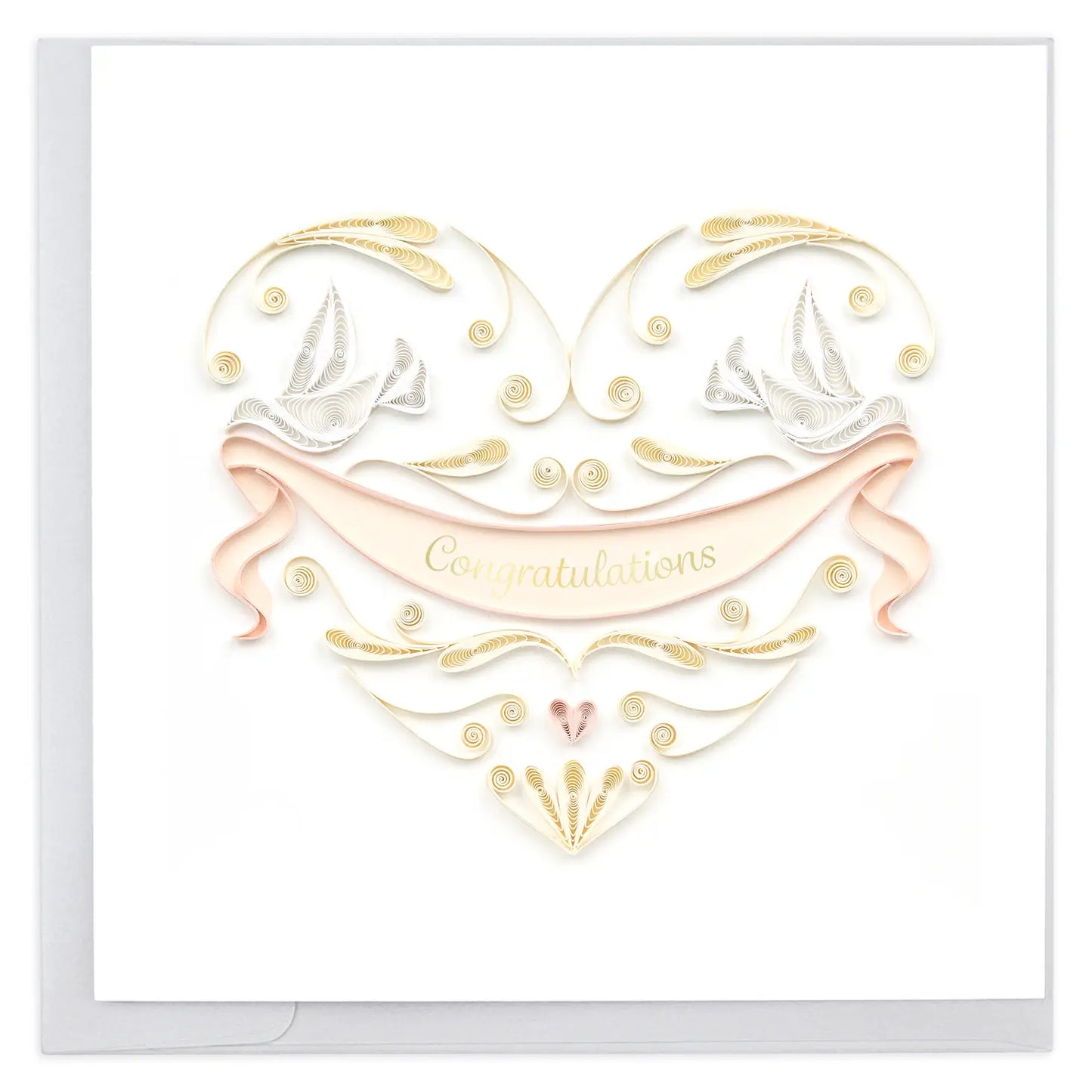 Quilling Card - Wedding Doves Heart Greeting Card