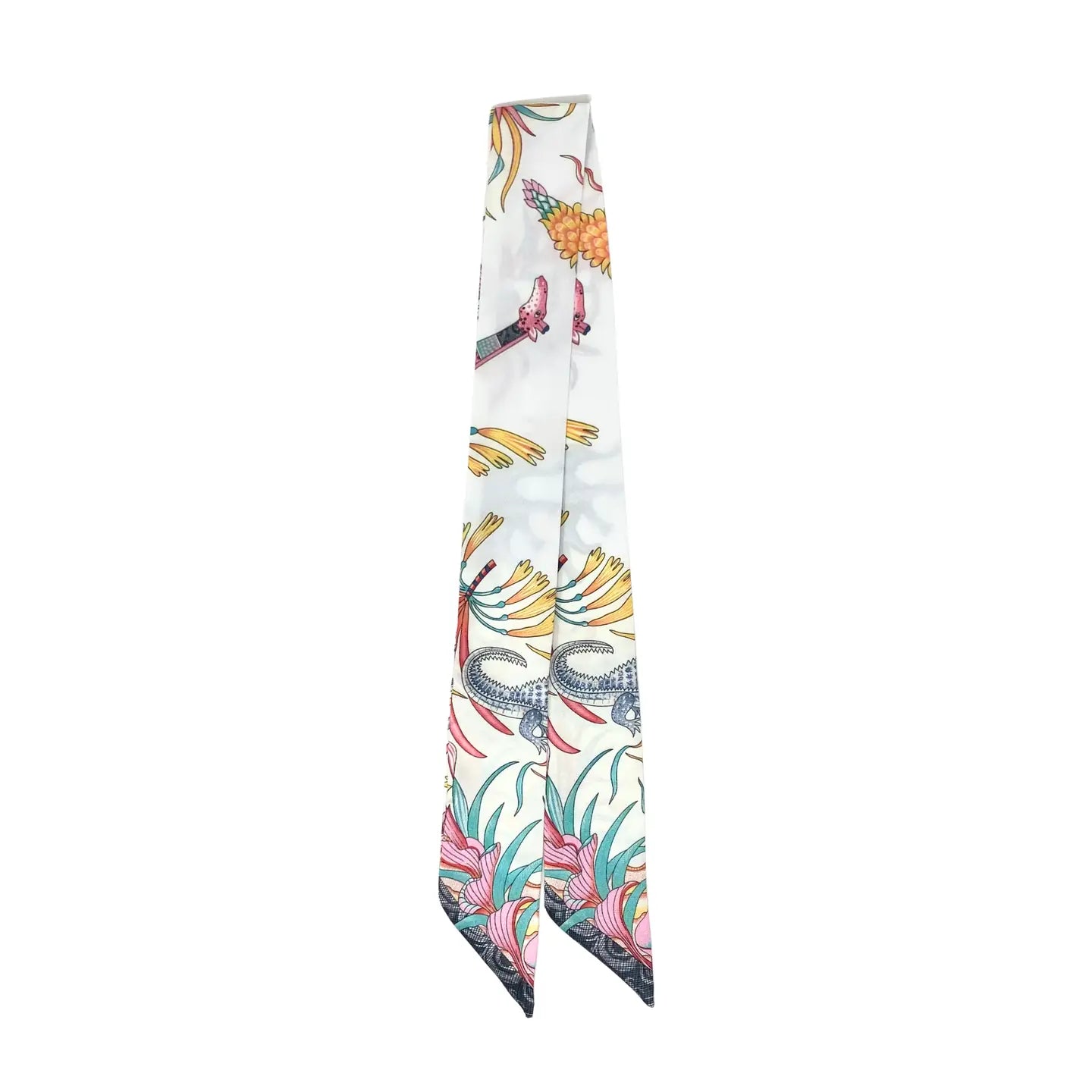 Safari Elephant Mini Scarf, White
