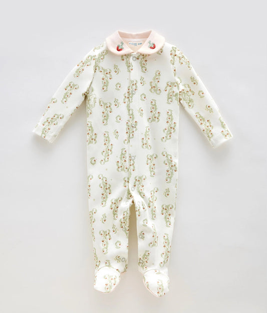 Baby Footed Onesie, Strawberry | Atelier Babbi
