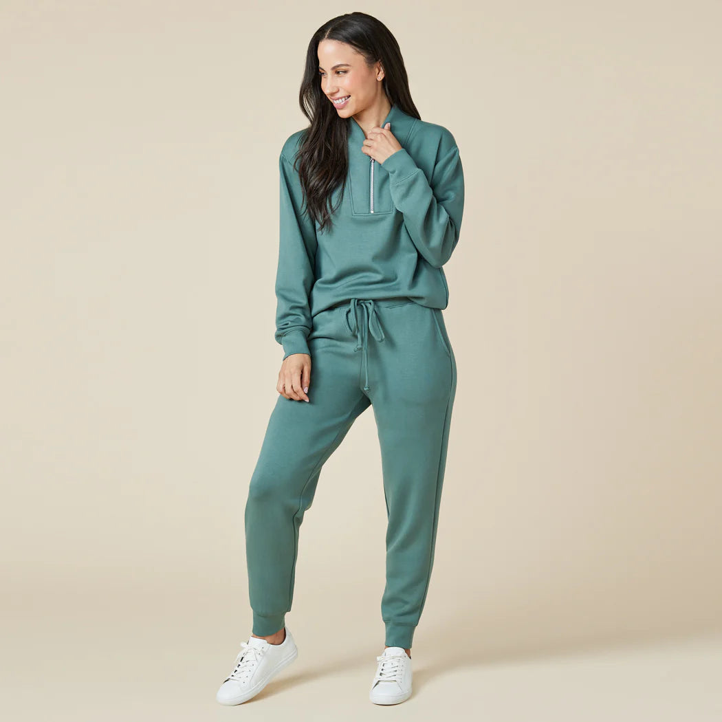 DreamTech Quarter Zip Jogger Set in Dusty Green