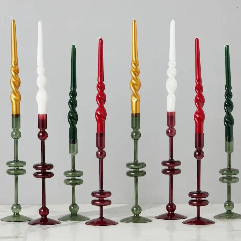Pair of Lacquered Tall Twisted Taper Candles