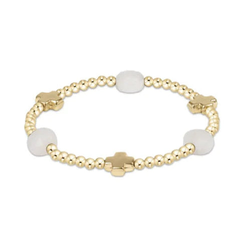 enewton Signature Cross Admire Gold Pattern 3mm Bead Bracelet, Moonstone