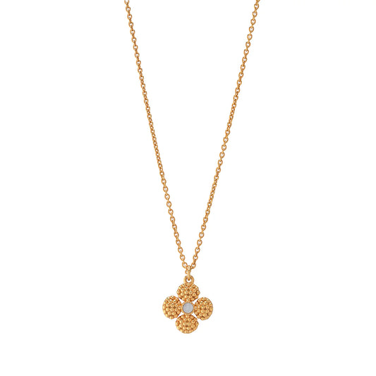 Berry Clover Double Sided Charm Necklace, 16"+2" in Pearl White, Capucine de Wulf