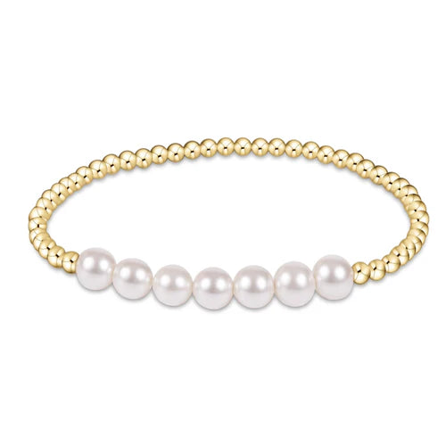 enewton Classic Gold Beaded Bliss 3mm bead bracelet in 6mm pearl
