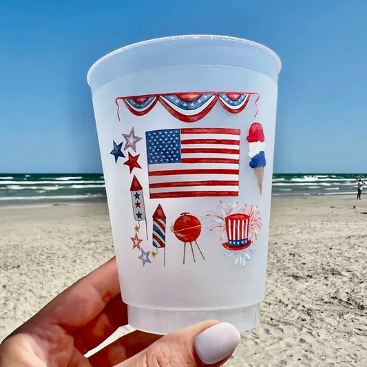 Red, White, & Blue Frosted Cups (Pack of 10)