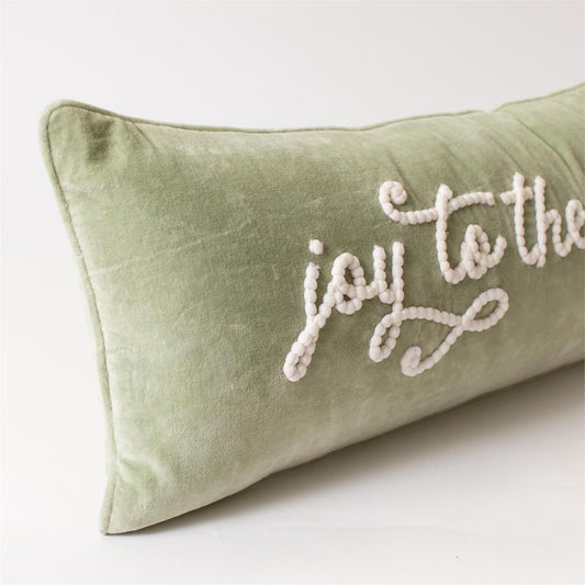 Joy to the World Sage Green Lumbar Pillow