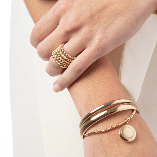 enewton Classic Gold 3mm Bead Bracelet Cherish Small Gold Locket