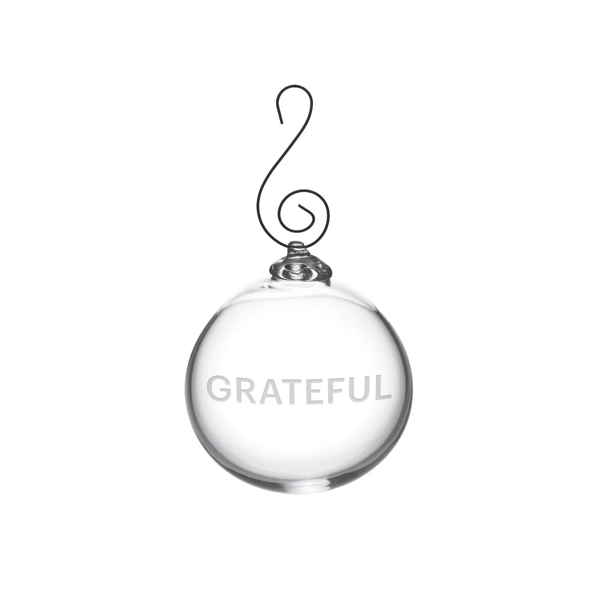 Simon Pearce Engraved "Grateful" Round Ornament, Gift Boxed