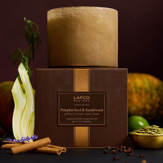 Pumpkin Seed & Sandalwood 30 oz. 3-Wick Candle, LAFCO