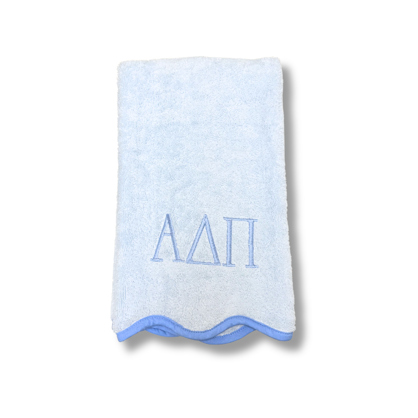 Alpha Delta Pi Embroidered Scalloped Hand Towel