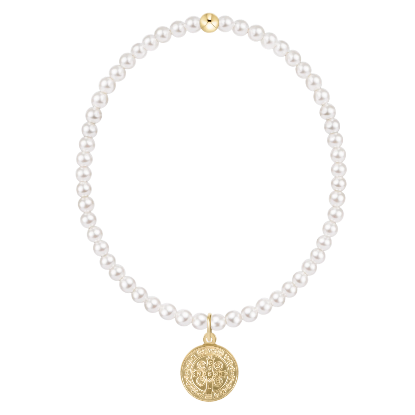 enewton Classic Pearl 3mm Bracelet Blessing Gold Disc