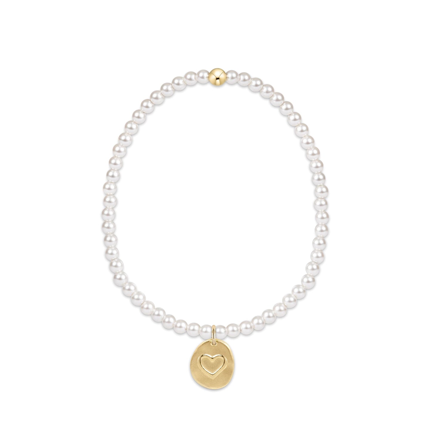 enewton Classic Pearl 3mm Bead Bracelet Inspire Love Small Gold Charm