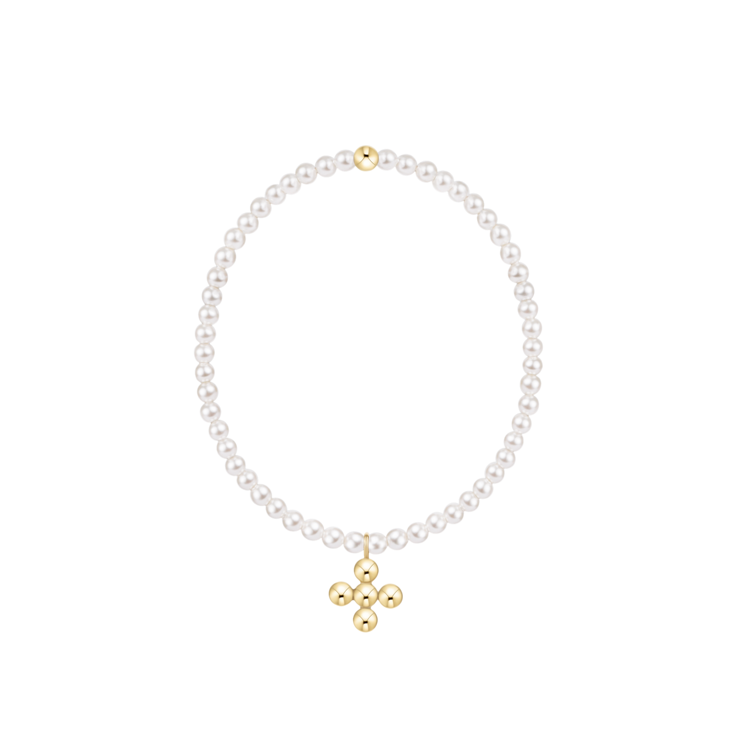 enewton Classic Pearl 3mm Bracelet Signature Cross 4mm Beaded Gold Charm