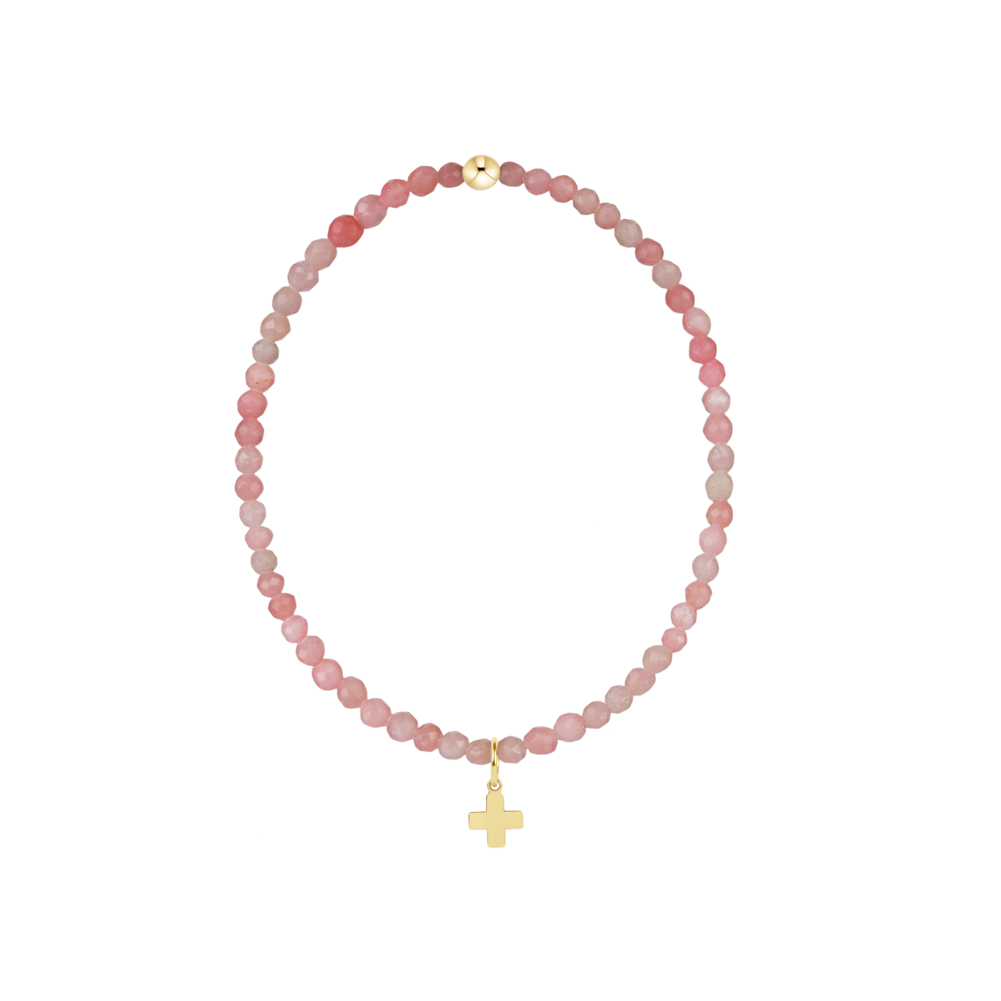 enewton Classic Pink Opal 3mm Bracelet Signature Cross Gold Charm