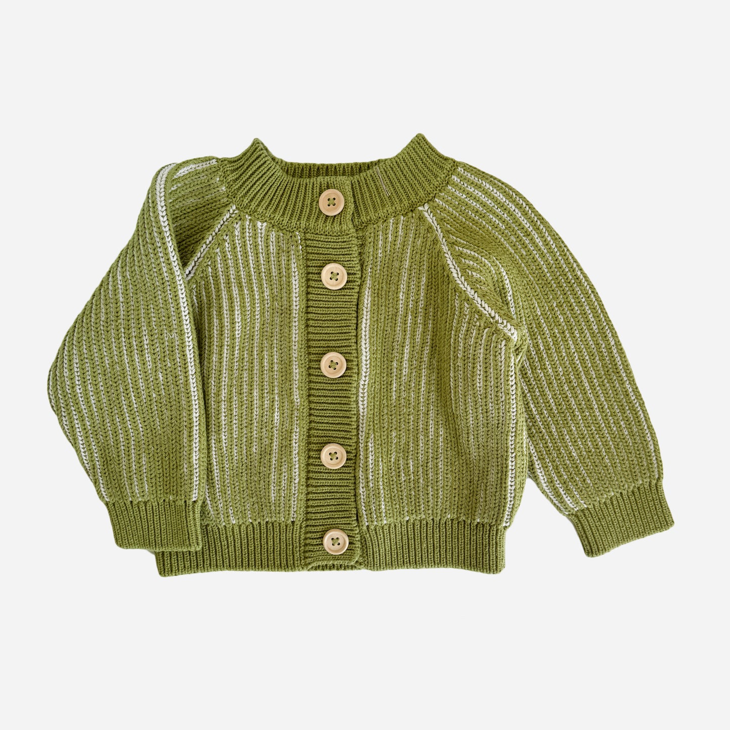 Cotton Brioche Cardigan in Green