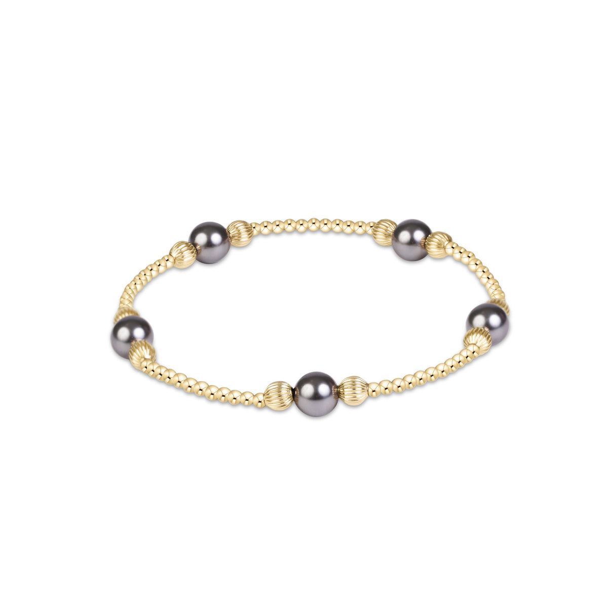 enewton Purpose Pearl Dark Grey 6mm Dignity Gold Bracelet
