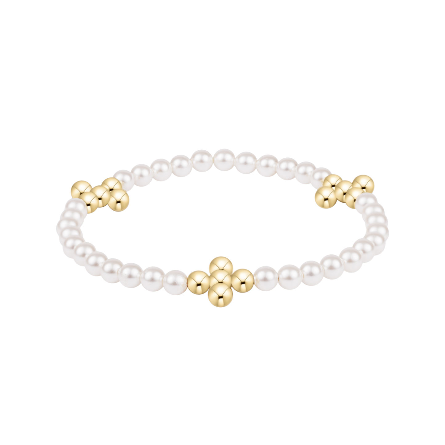 enewton Beaded 4mm Gold Signature Cross 4mm Pearl Bracelet