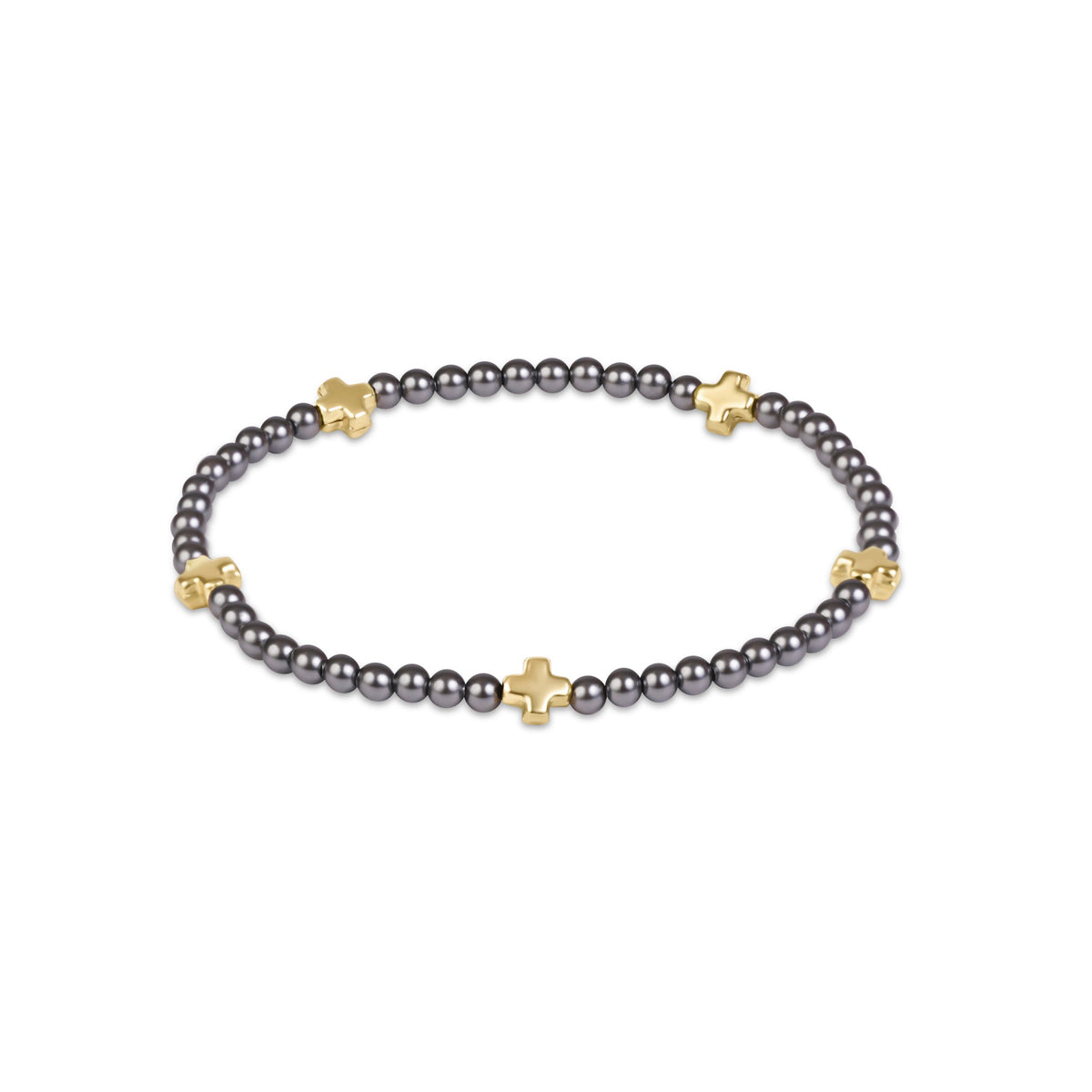 enewton Signature Cross Small 3mm Pearl Dark Grey Bracelet