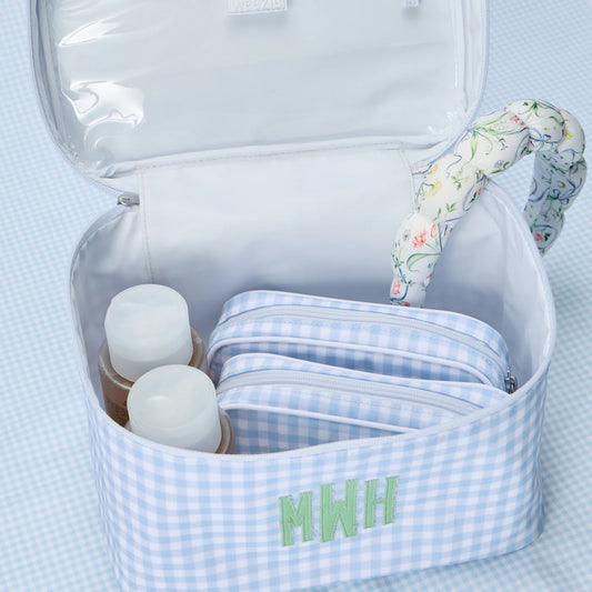 Light Blue Gingham Vanity Case