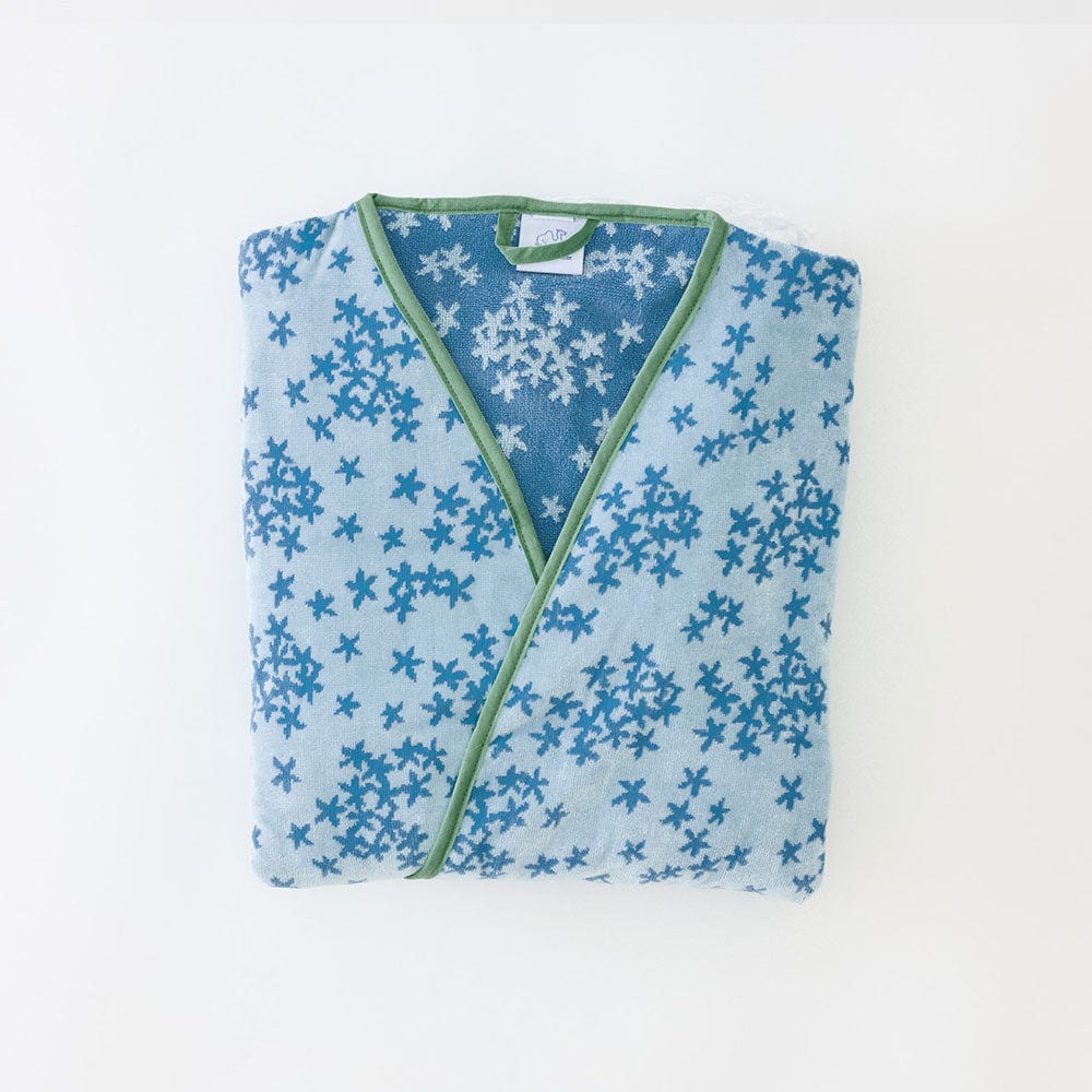 Women's Long Bell Sleeve Plush Robe in Blue Petal