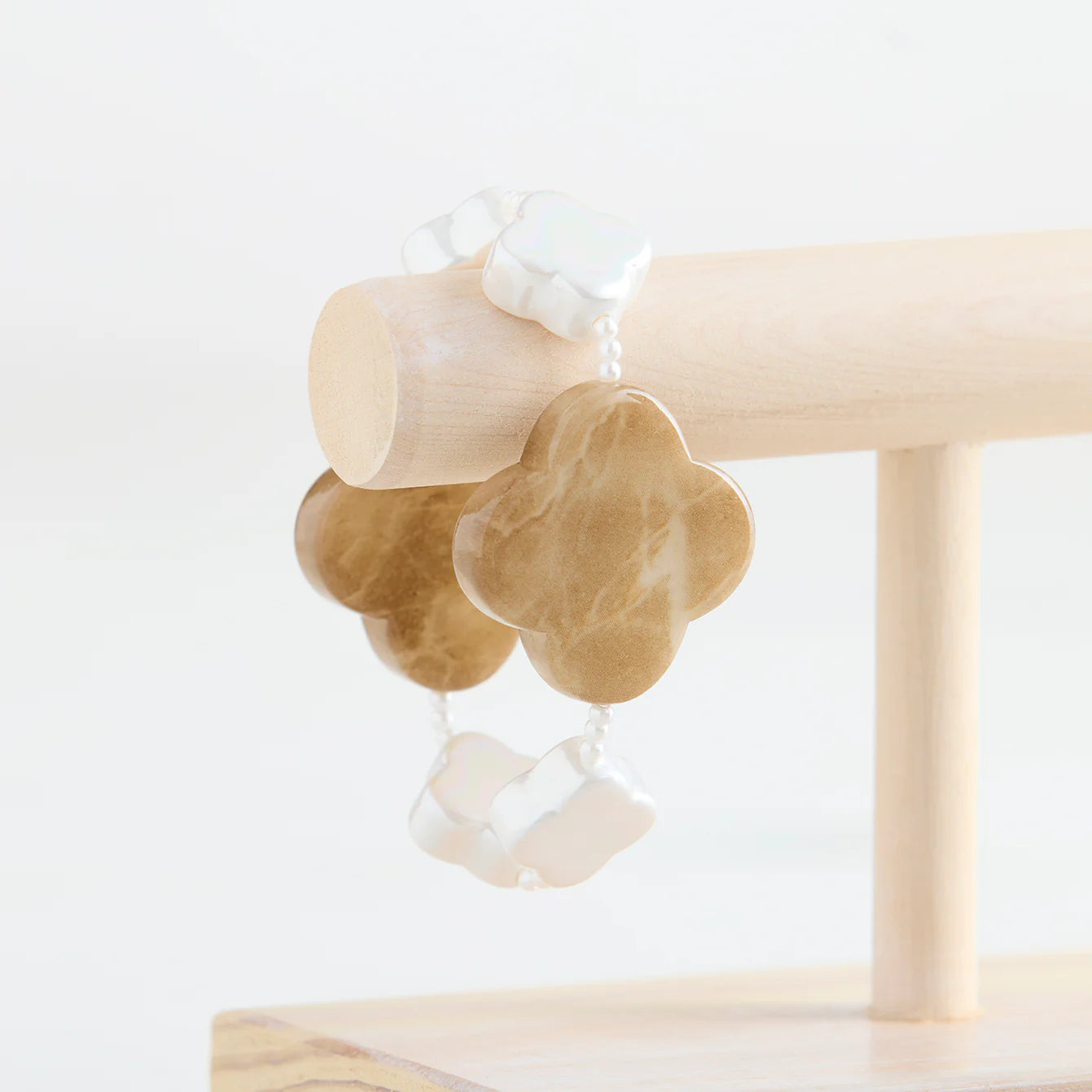Sand + Mother of Pearl Clover Cooling Bracelet