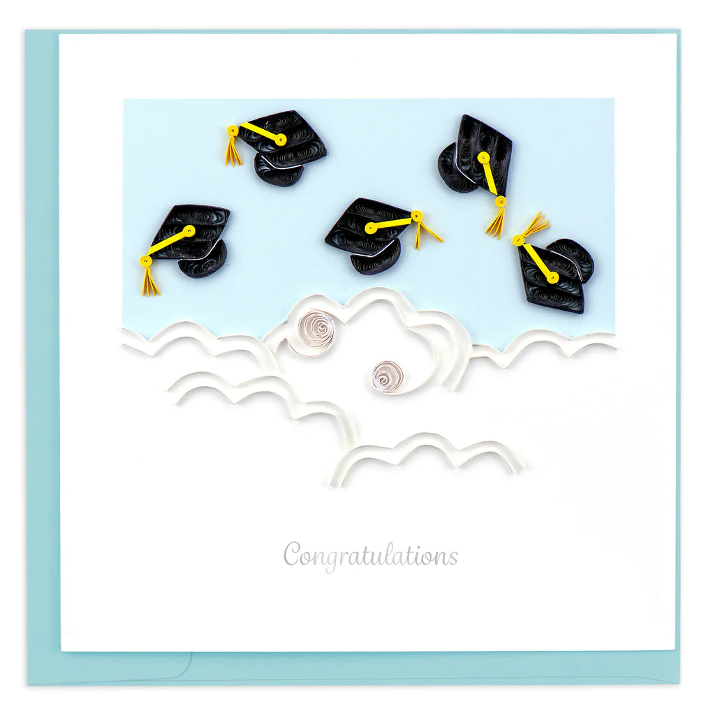 Quilling Card - Flying Graduation Caps