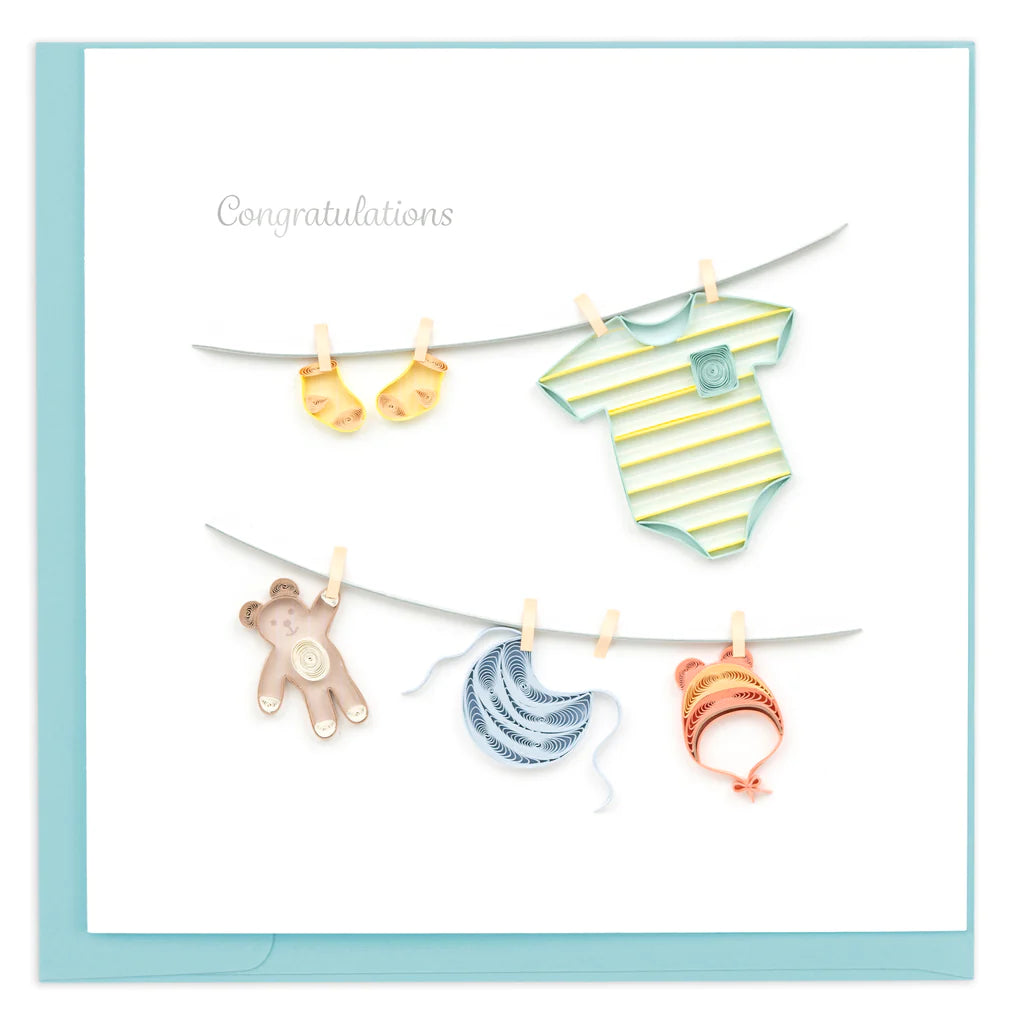 Quilling Card - Baby's Clothesline