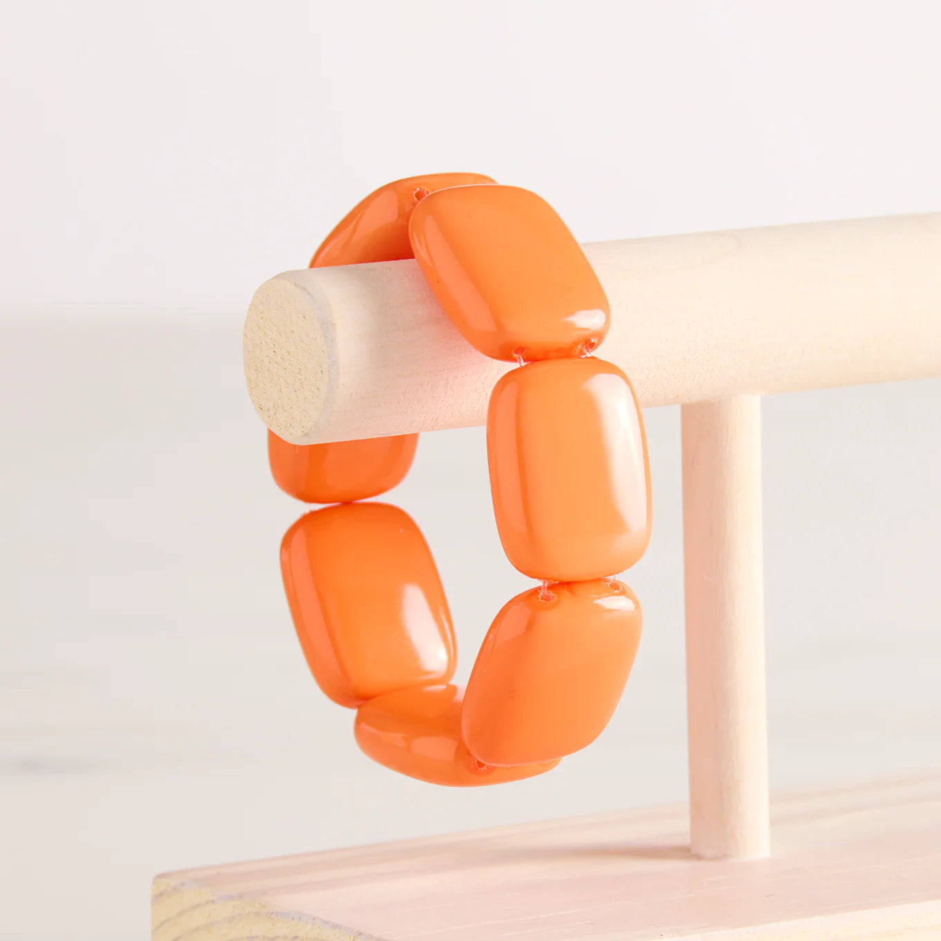 Hot Girl Pearls Chicklet Cooling Bracelet -Orange Size 6