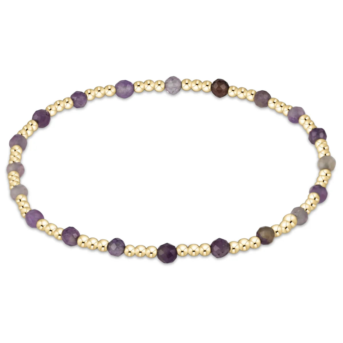 EGIRL Gemstone Gold Sincerity Pattern 3mm Bead Bracelet Amethyst