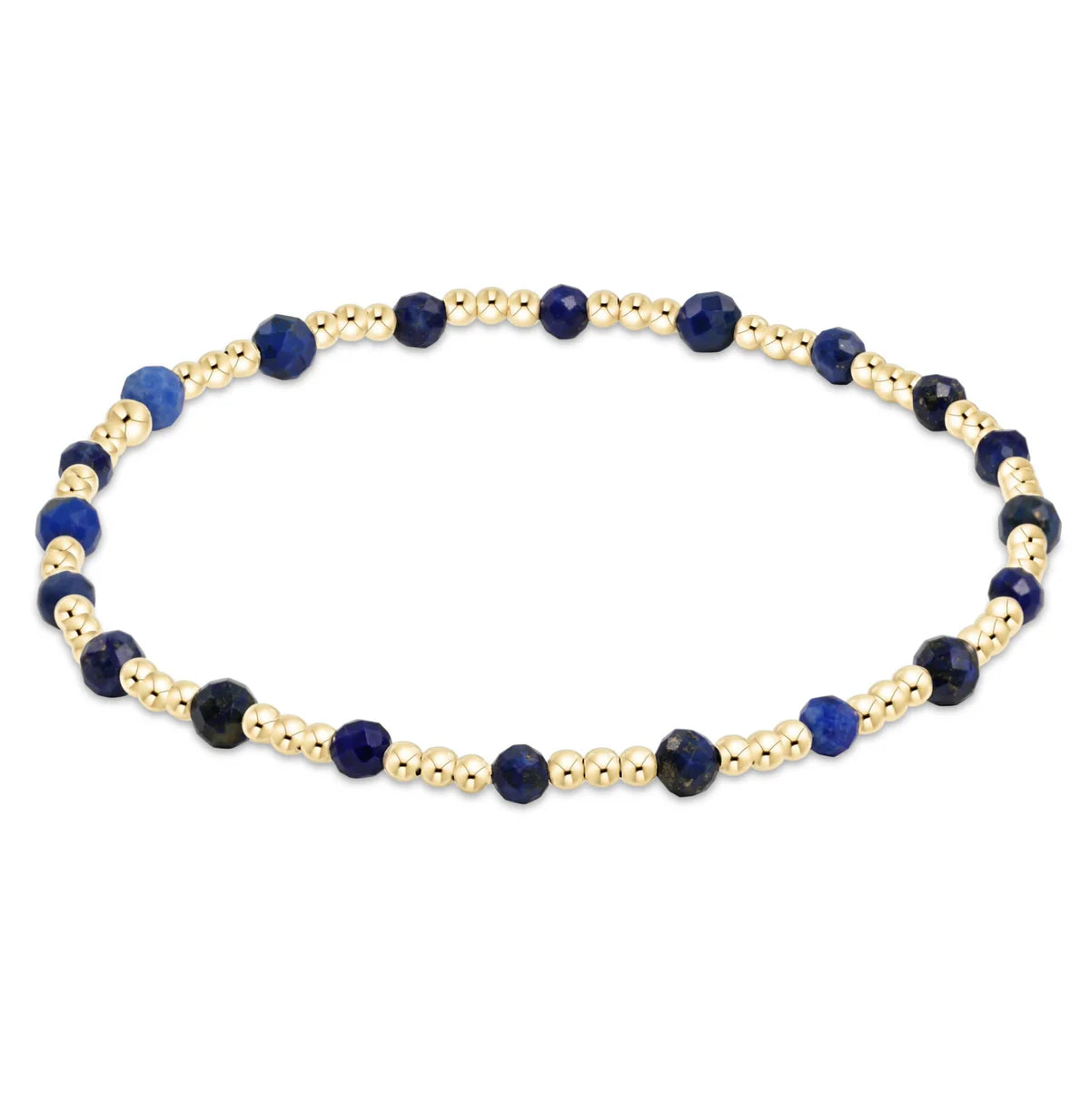 EGIRL Gemstone Gold Sincerity Pattern 3mm Bead Bracelet Lapis