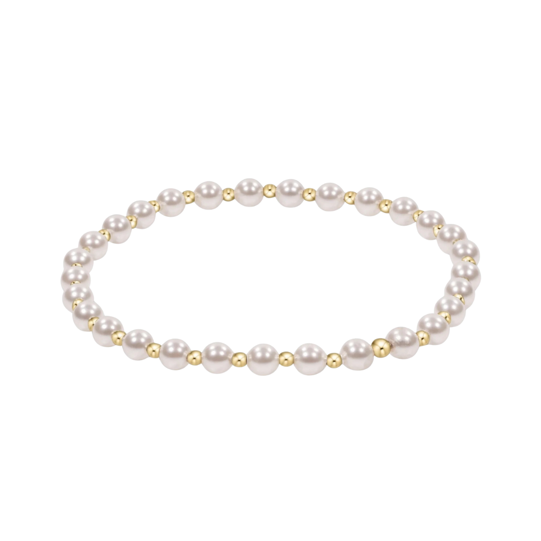 enewton EXTENDS Classic Grateful Pattern 4mm Pearl Bead Bracelet, Gold