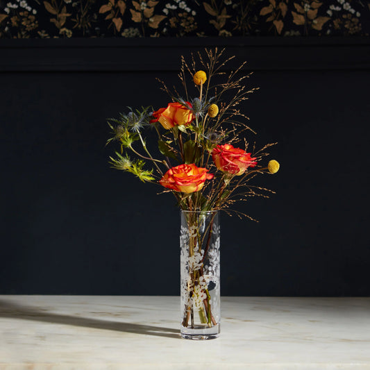 Simon Pearce Engraved Berry Vase