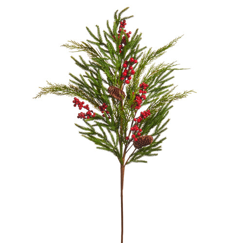 37" Pine and Berry Spray