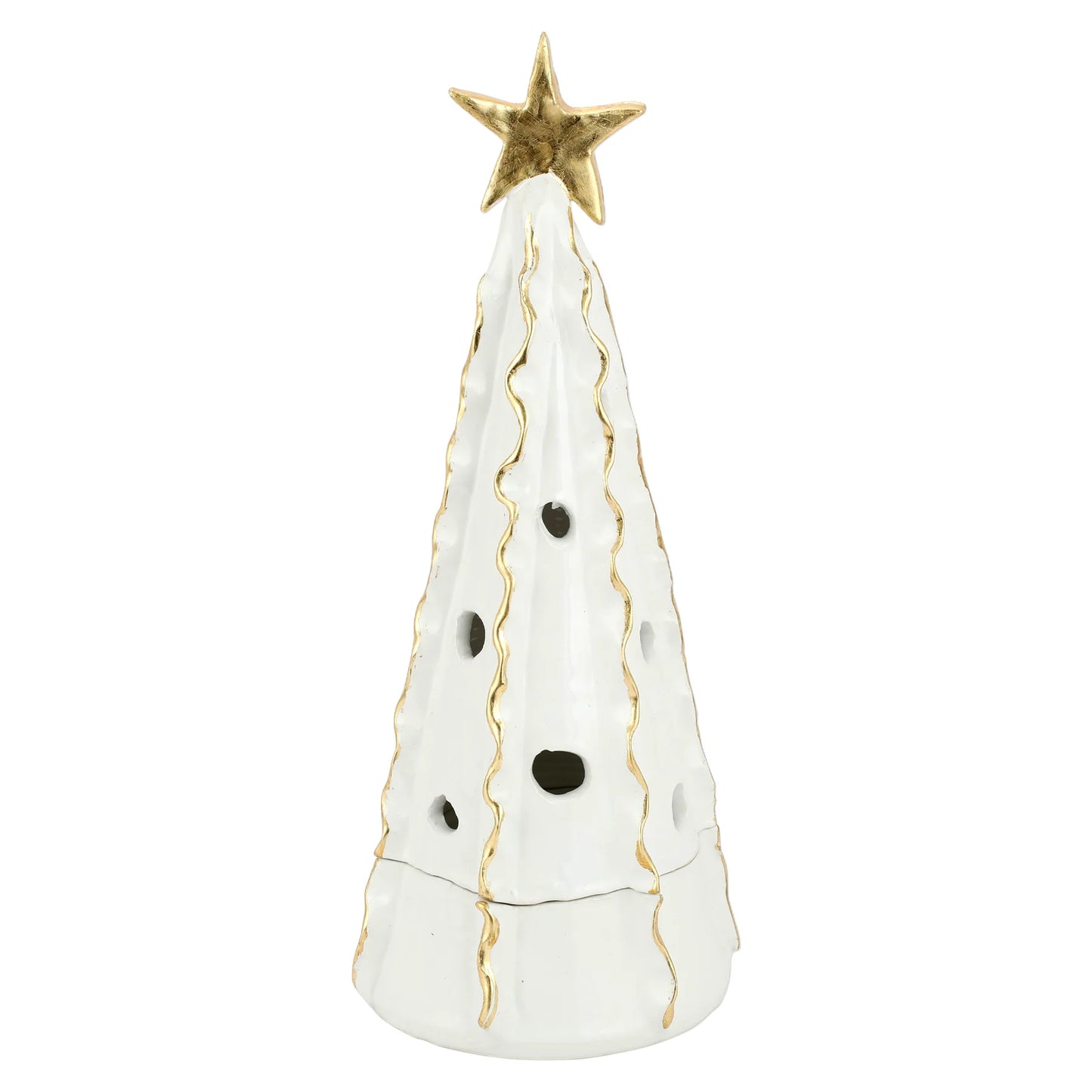 Vietri Foresta Large White Tree With Ribbon & Gold Star