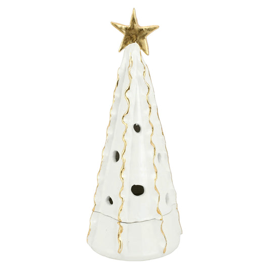 Vietri Foresta Large White Tree With Ribbon & Gold Star