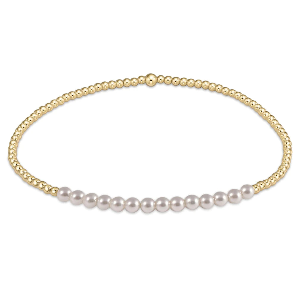 enewton Gold bliss 2mm bead bracelet in pearl