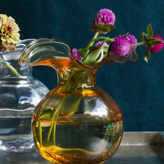 Vietri Hibiscus Glass Amber Bud Vase