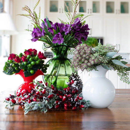 Vietri Hibiscus Dark Green Medium Fluted Vase