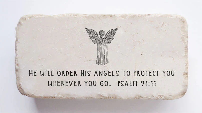 Psalm 91:11 Scripture Stone, Twelve Stone Art