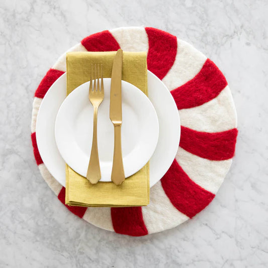 Red Felt Candy Stripe Placemats (Set of 6)