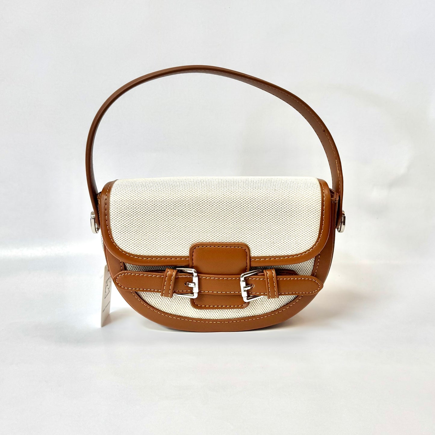 Canvas & Buckle Top Handle Handbag